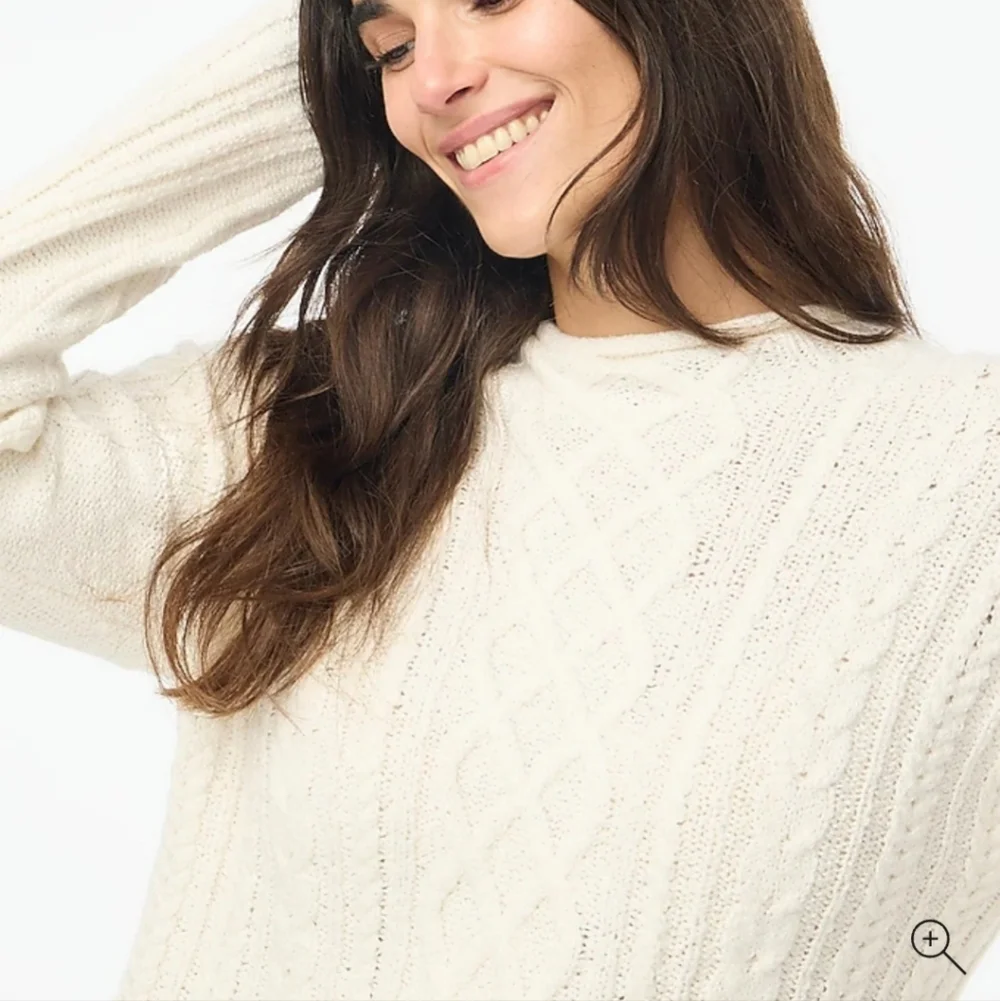 J Crew Factory CF738 Mockneck cable-knit sweater Size S NWT Ivory